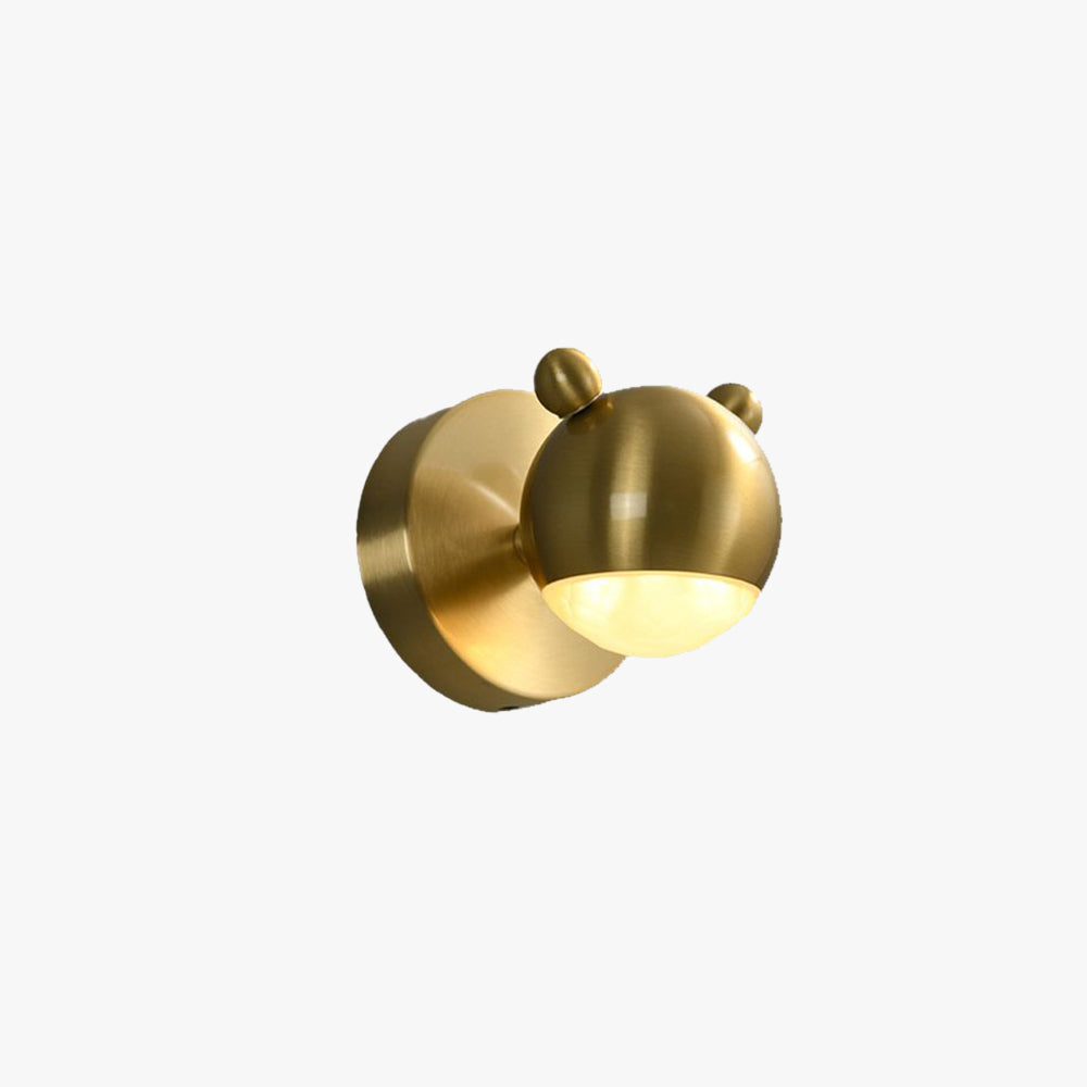 Leigh Modern Animal Globe Metal Vanity Wall Light, Gold, Bedroom - Lumpaz