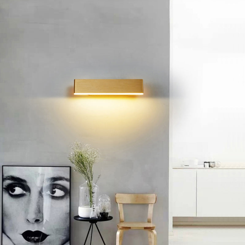 Aqsa Modern Rectangular Metal Rotatable Wall Lamp, Black/Gold/Brown - Lumpaz