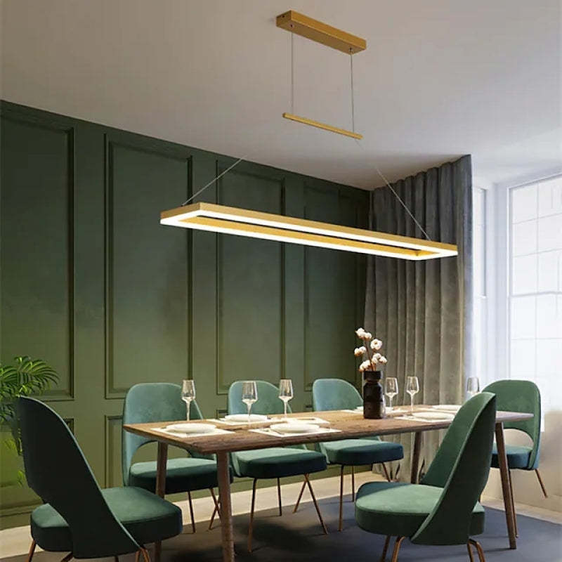 Edge Modern Rectangular Metal Pendant Light Gold/Coffee Dining Room - Lumpaz