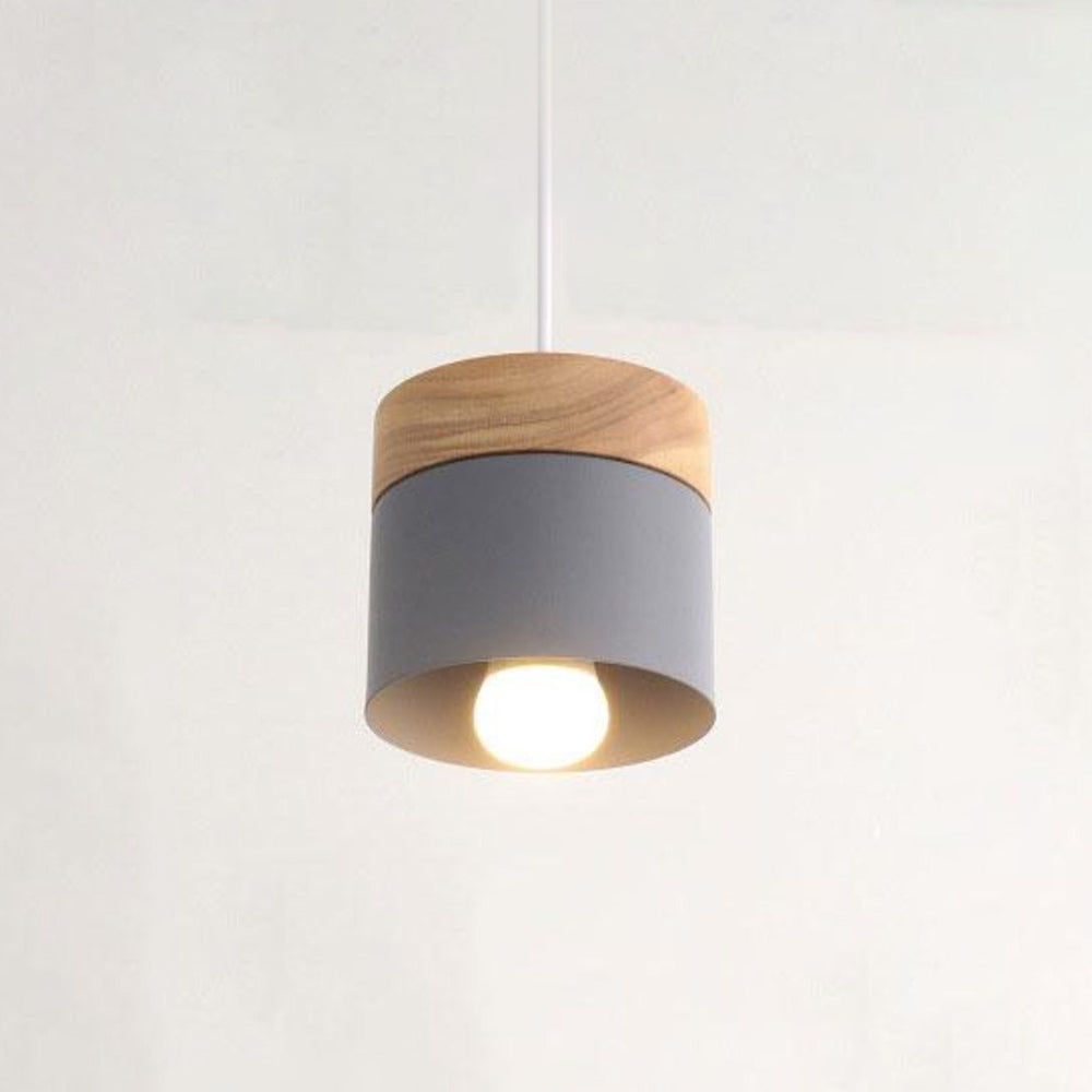 Morandi Modern Can Shape Metal/Wood Pendant Light - Lumpaz