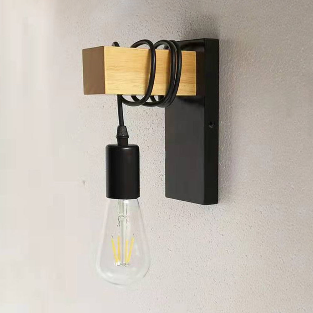 Alessio Wall Lamp Bulb Industrial, Metal, Black/White, Living Room - Lumpaz