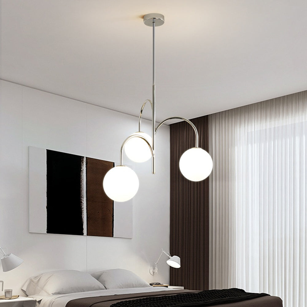 Valentina Bauhaus Modern Chrome Pendant Light, 3 Heads - Lumpaz