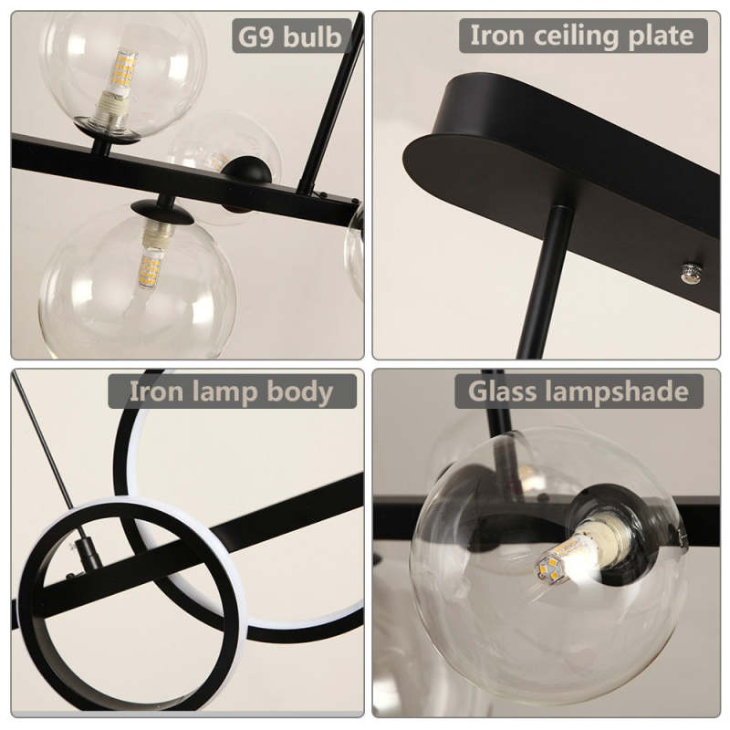 Valentina Pendant Light Bubble Circle Modern, Metal, Black/Gold, Bedroom - Lumpaz