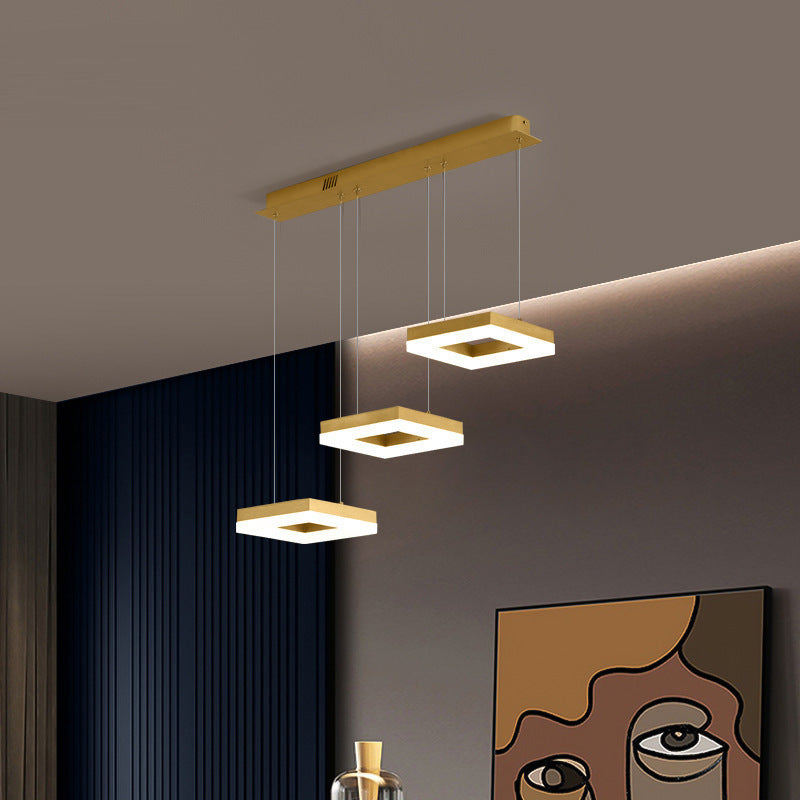 Raheel Modern Gold Cluster 3 Lights Pendant Light, Square - Lumpaz