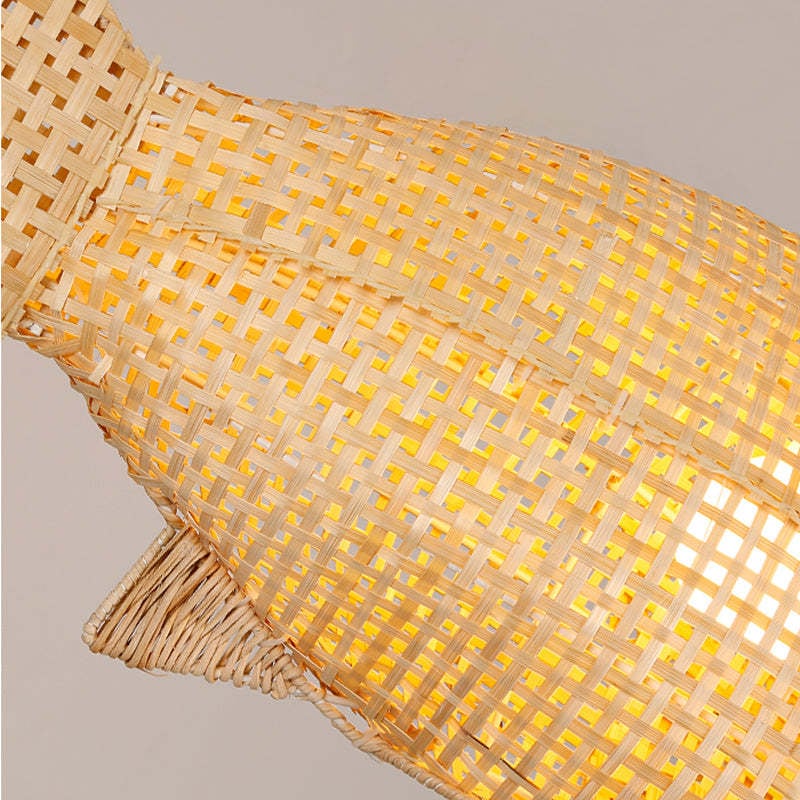 Muto Art Deco Rattan Pendant Light, Fish , Bamboo, Restaurant - Lumpaz