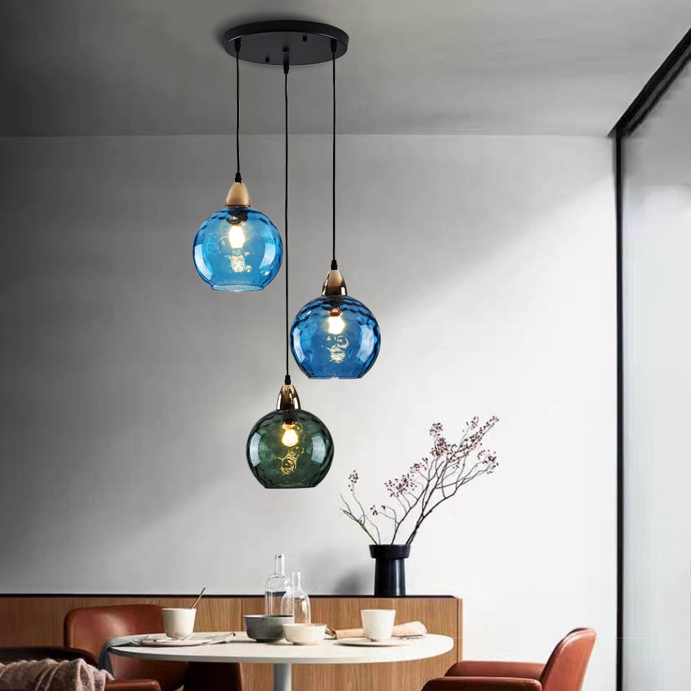 Hailie Colorful Glass Ball Pendant Lights Water Ripple - Lumpaz