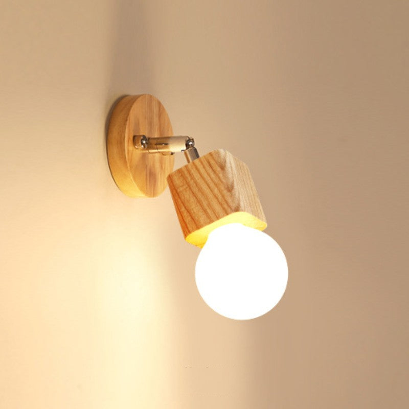 Ozawa Modern Square Globe Metal/Wood Wall Lamp, Vanity Light - Lumpaz