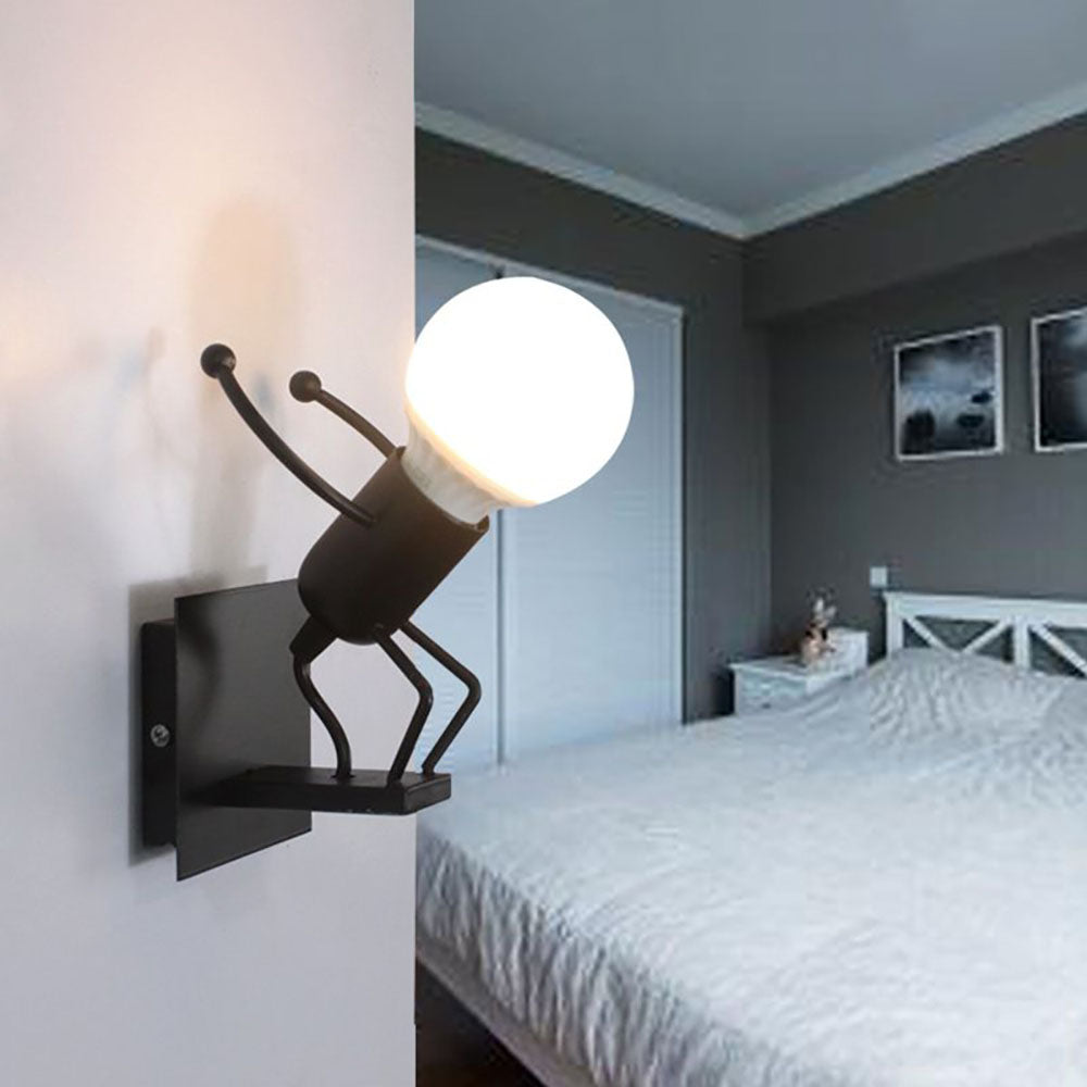 Luxo Modern Decorative Man Metal Wall Lamp, White/Black - Lumpaz