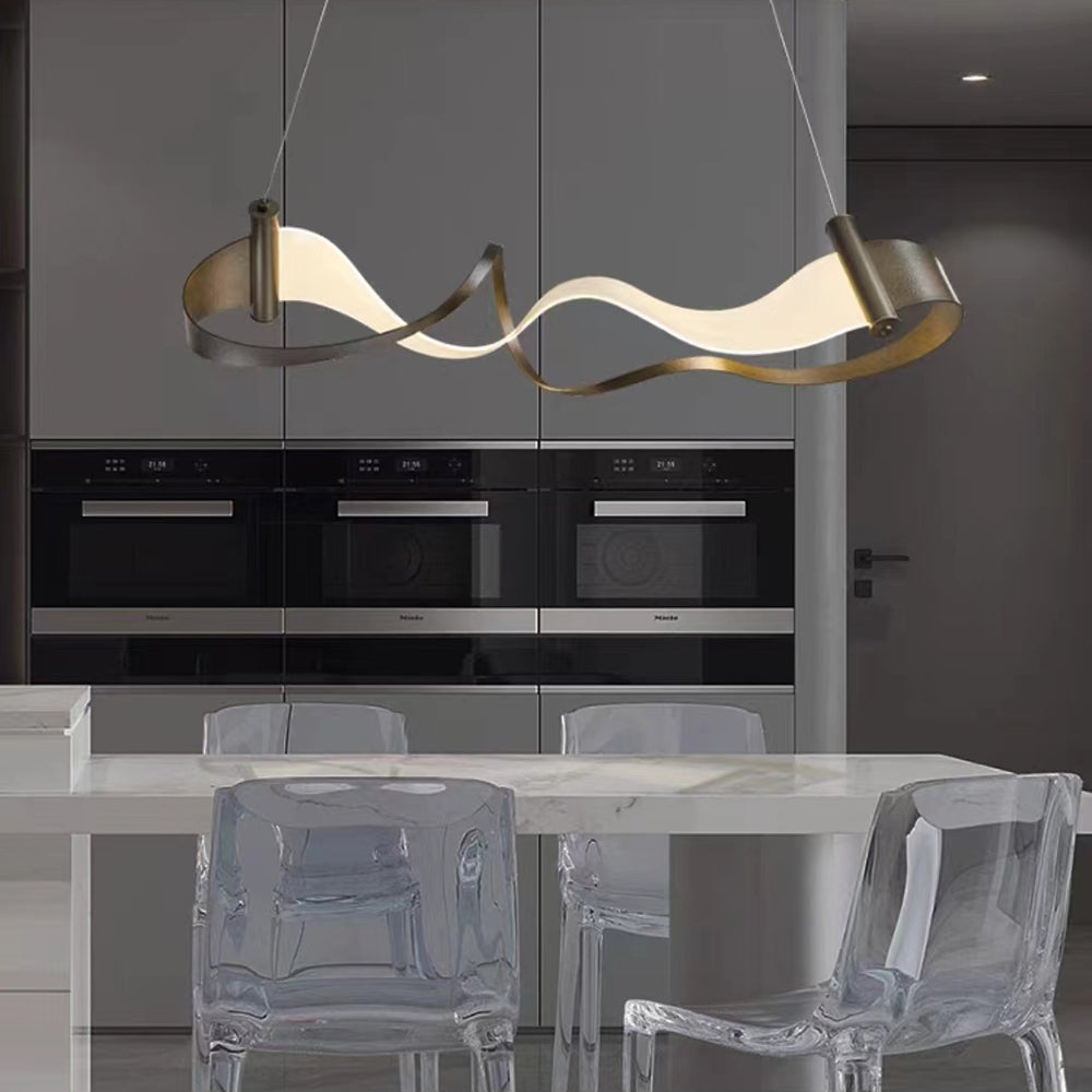 Metal Gold Pendant Light, Wavy Shape - Lumpaz