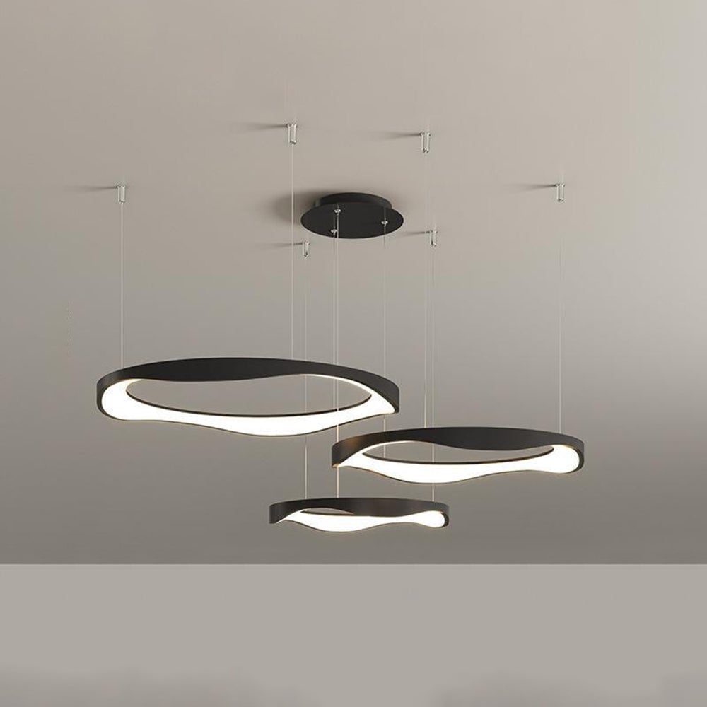 Arisha Pendant Light Rond Modern, Light Color Switchable, Black/White, Dining Room - Lumpaz