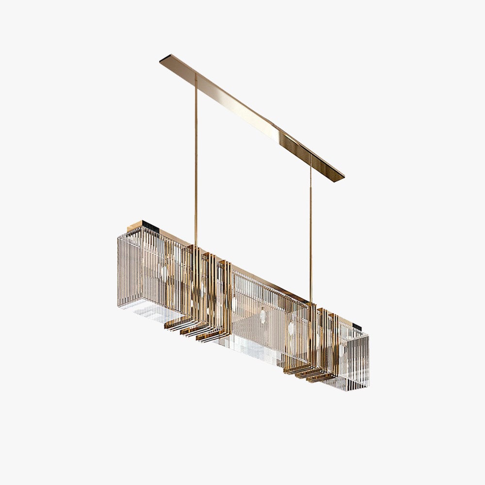 Kajetan Metal Chandelier Pendant Light, Luxury Rectangular Gold Living Room - Lumpaz