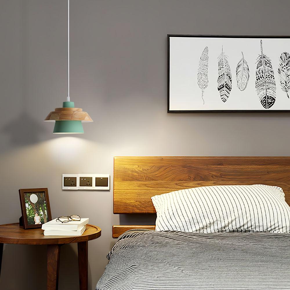 Zaid Modern Glass/Wood Pendant Light, Multi Color - Lumpaz