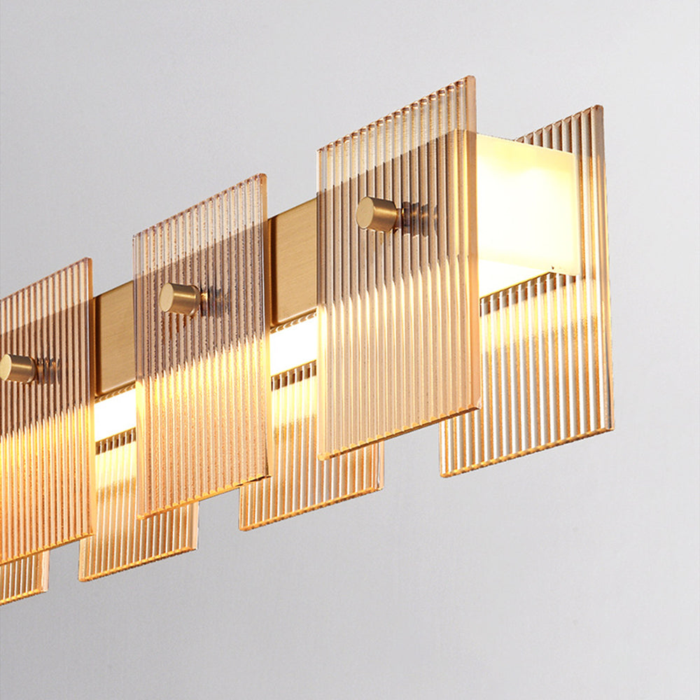 Evette Modern Minimalist Rectangular Metal And Glass Pendant Light,Gold - Lumpaz
