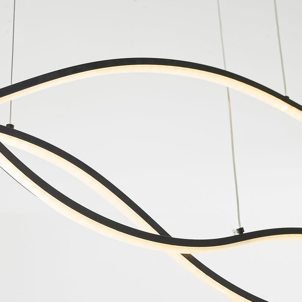 Pendant Light, Multi-Curved, Black/Gold, Metal - Lumpaz