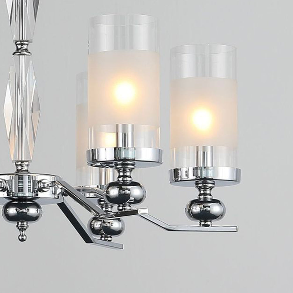 Alessio Retro Silver Metal/Glass Chandelier/Wall Lamp, Living Room - Lumpaz