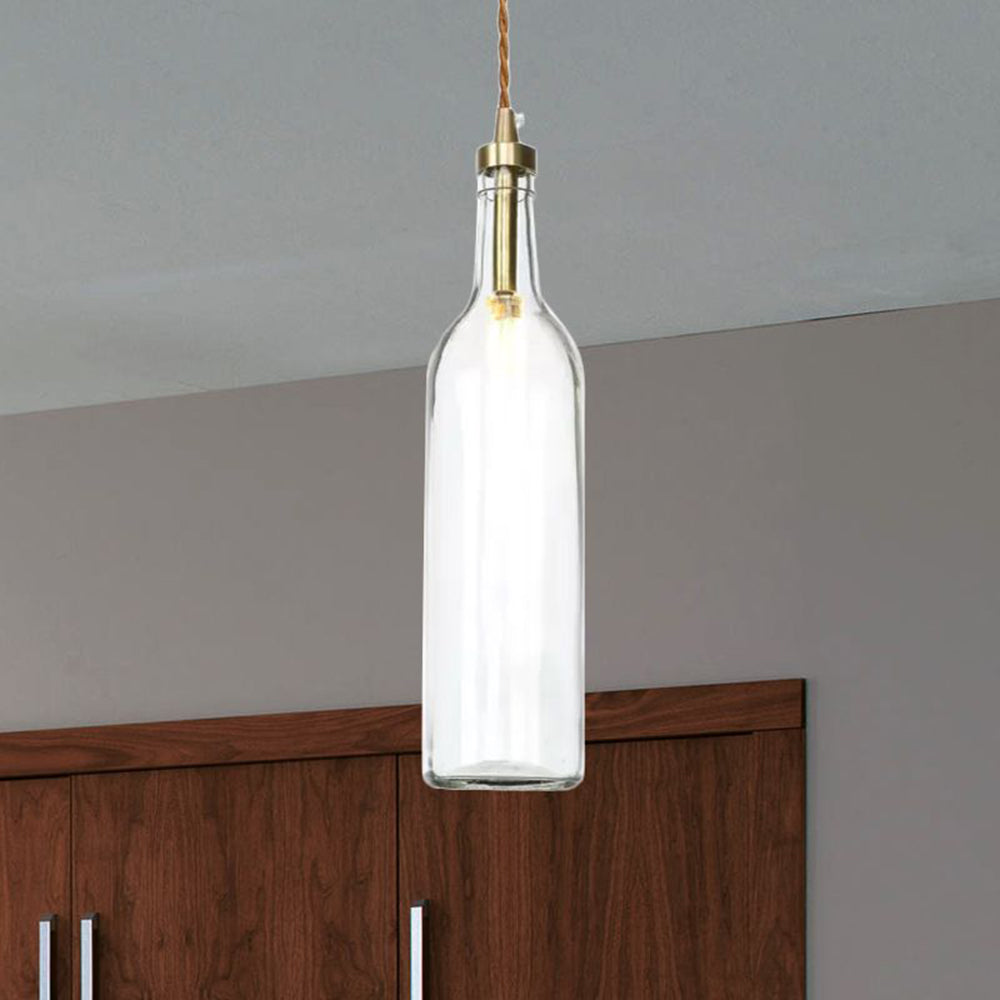 Hailie Industrial Wine Bottle Glass Pendant Light, Colorful - Lumpaz