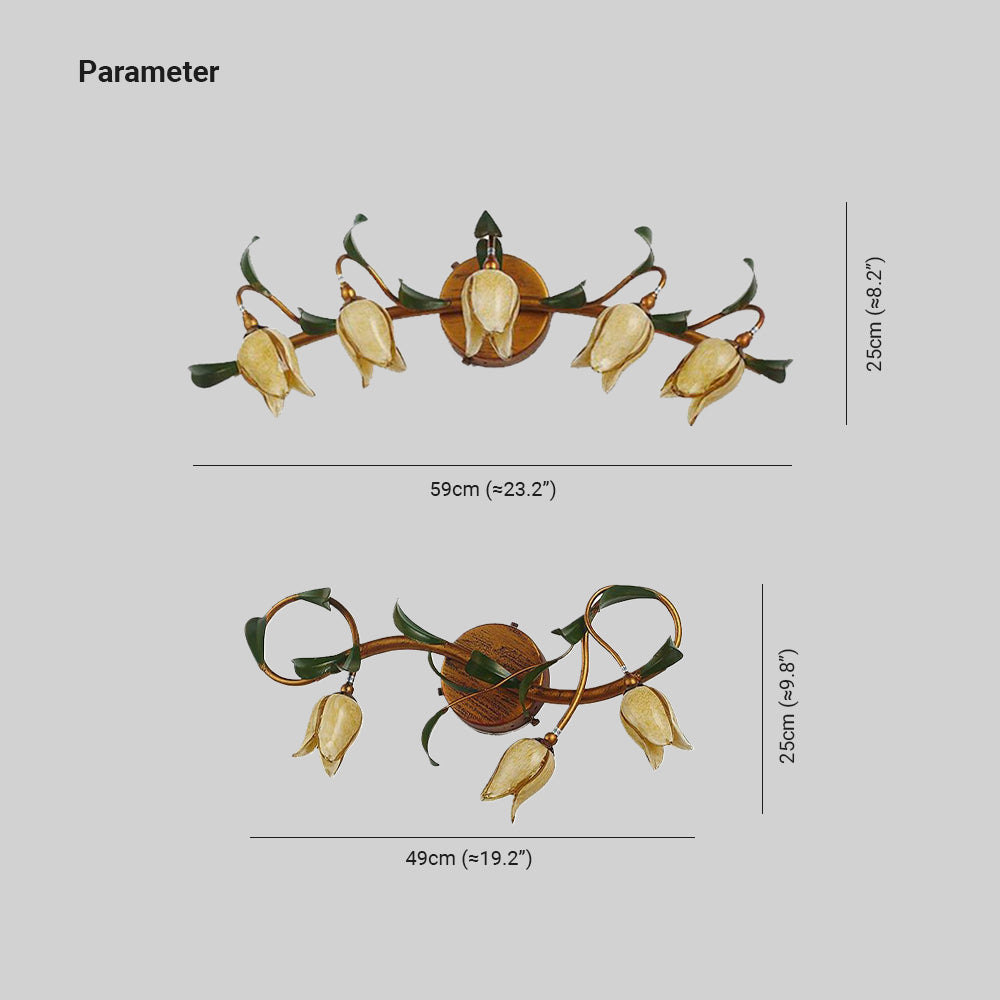 Félicie Vintage Flower Metal&Glass Wall Lamp, Copper - Lumpaz