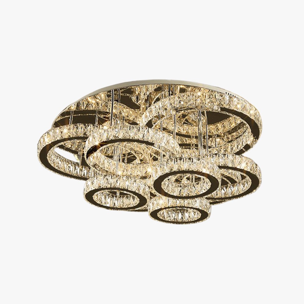 Kristy Modern Multi Ring Metal And Crystal Pendant Light - Lumpaz