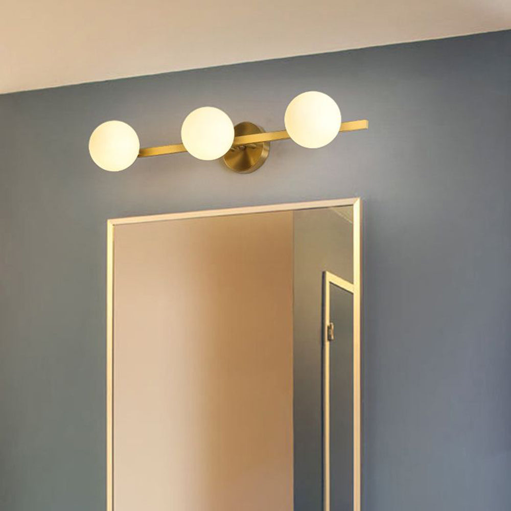 Valentina Retro Globe Linear Metal/Glass Wall Lamp, Gold, Bathroom - Lumpaz