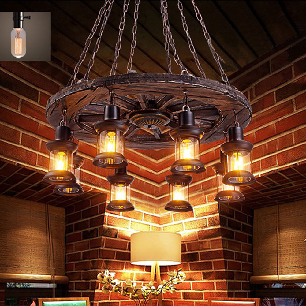 Austin Vintage Rudder Metal/Wood Pendant Light, Walnut - Lumpaz