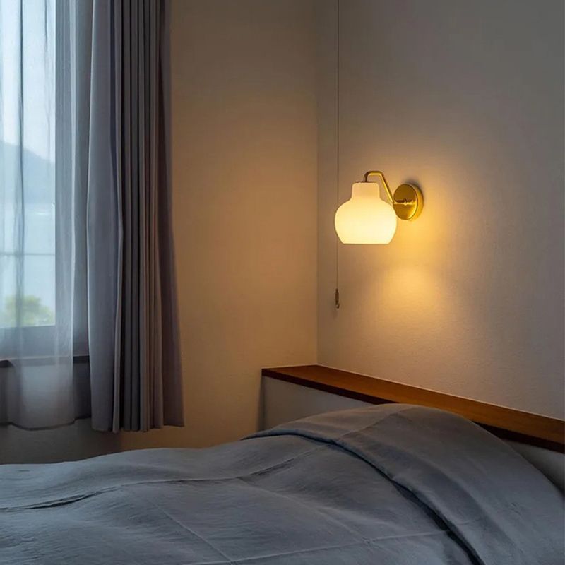 Lily Simple Dome Shape Vanity Wall Lamp, Metal/Glass - Lumpaz