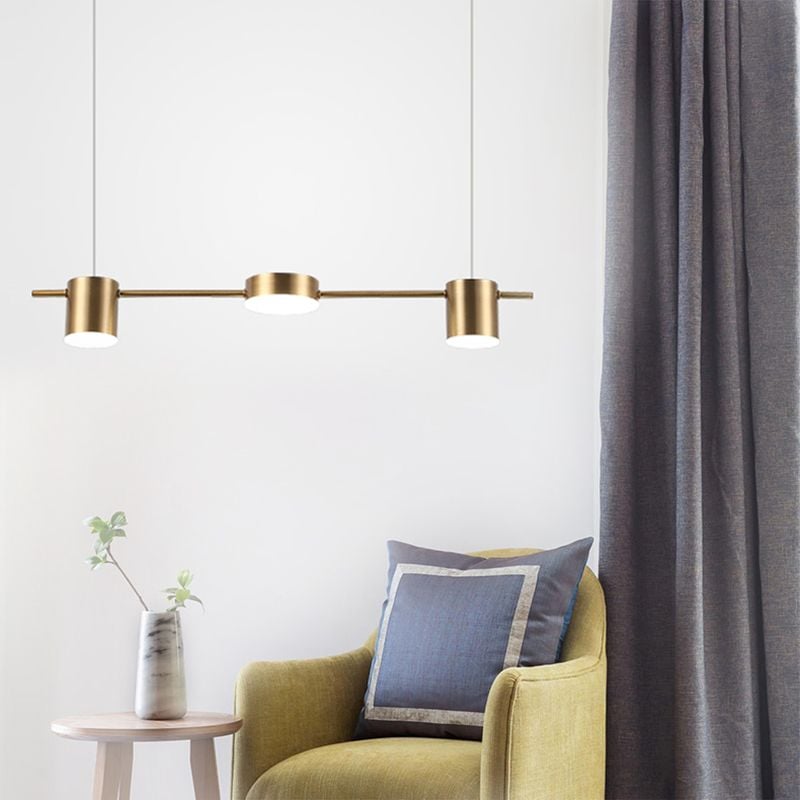 Leigh Metal Simple Linear Pendant Light, Black/Gold, 3/5Heads - Lumpaz