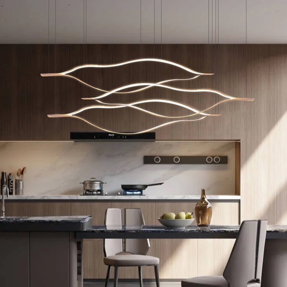 Edge Wave Pendant Light, Gold, 31.5"/39.3"/47.2" - Lumpaz
