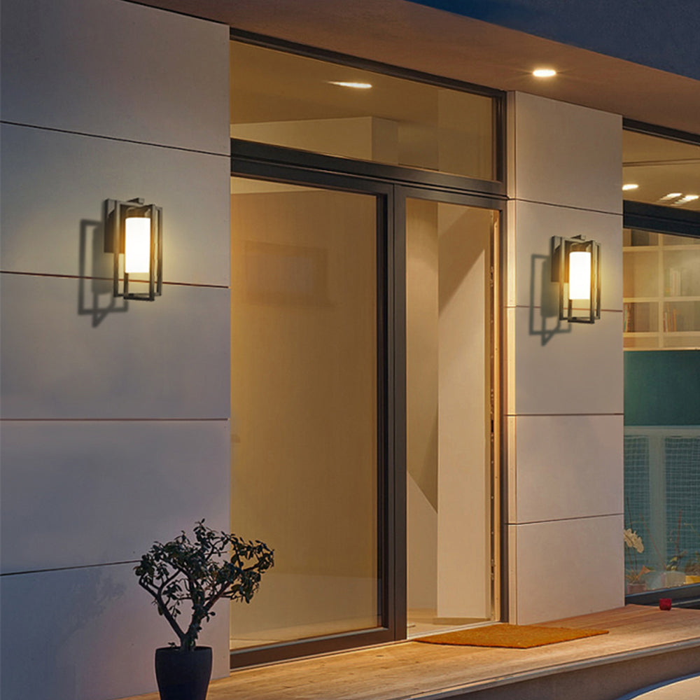 Orr Designer Rectangular Metal Outdoor Wall Lamp, Black - Lumpaz