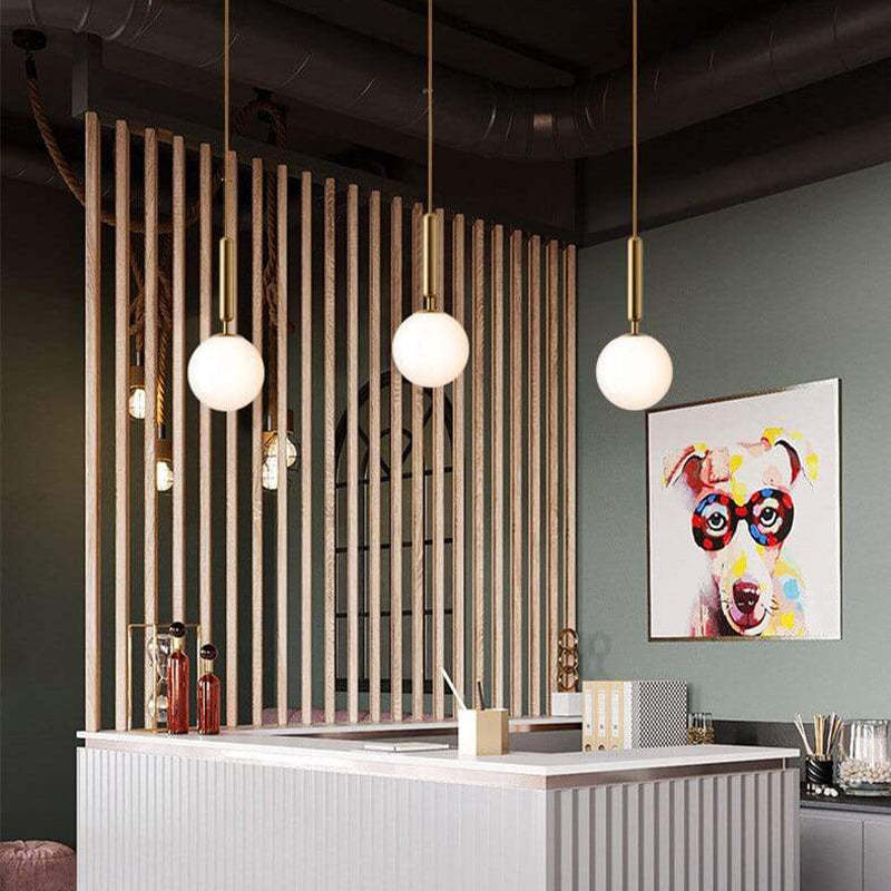 Valentina Modern Glass Ball Pendant Light, White/Clear - Lumpaz