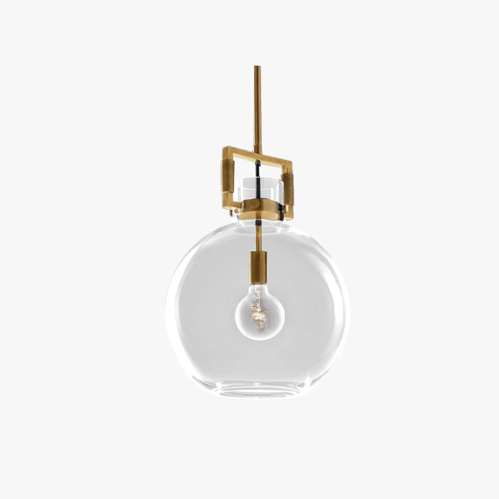 Cairns Modern Geometric Glass/Metal Pendant Light, Brass - Lumpaz