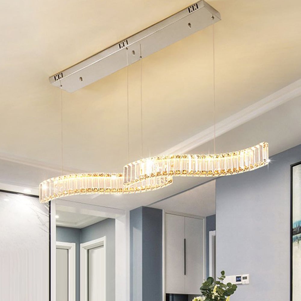 Kristy Luxury Wave Crystal/Metal Pendant Light, Silver/Gold - Lumpaz