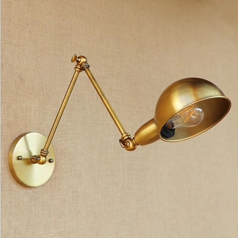 Brady Vintage Semi-sphere Metal Swing Arm Foldable Wall Lamp, Bronze - Lumpaz