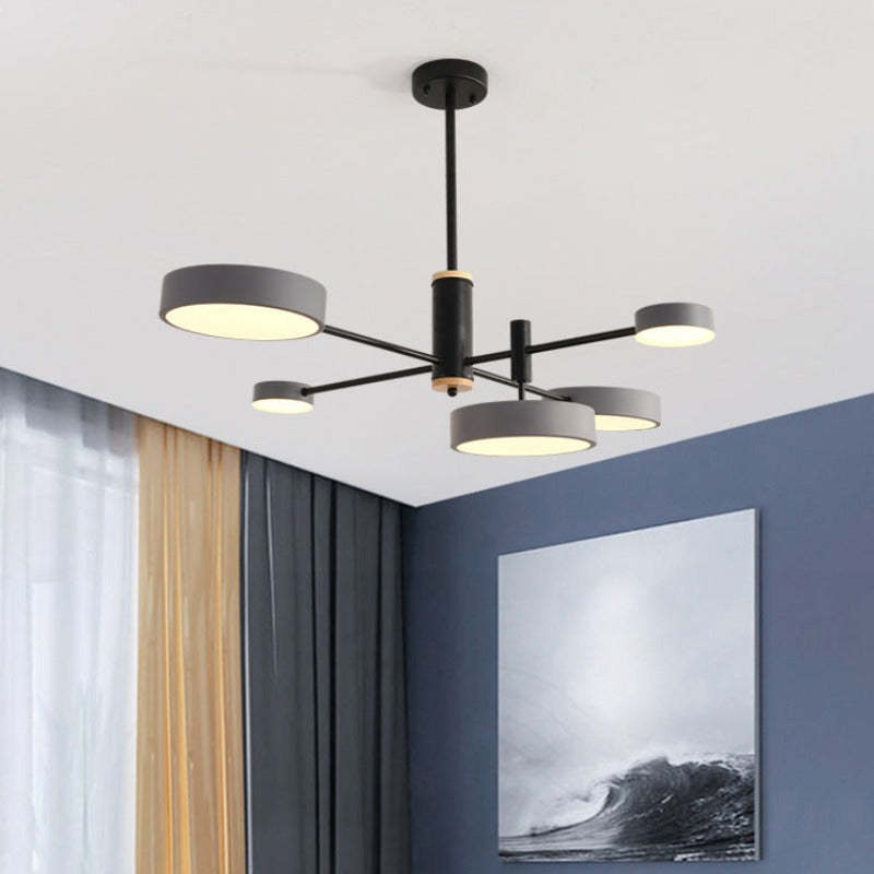 Sienna Pendant Light LED, Metal & Wood, Gray/White/Gold - Lumpaz