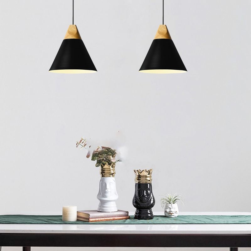 Morandi Multi-Shaped Wood And Metal Pendant Light, 6 Colors - Lumpaz