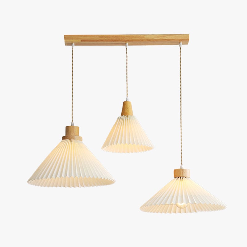 Ozawa Pendant Light Umbrella Shape Art, Wood, White, Bedroom - Lumpaz
