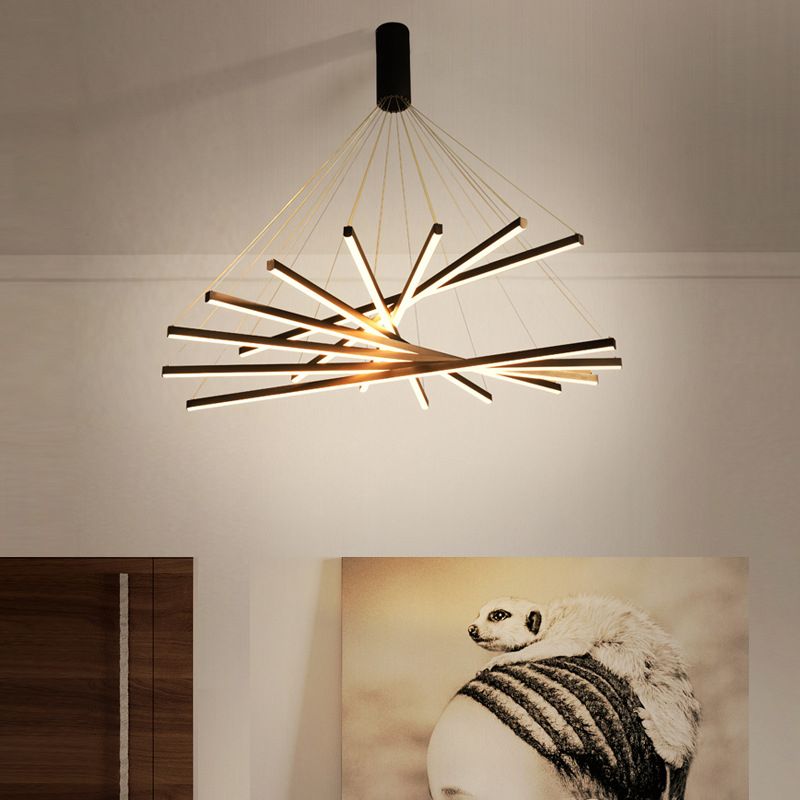 Edge Minimalist Linear Metal Pendant Light, Living Room, Black - Lumpaz