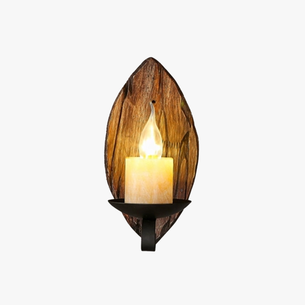 Austin Vintage Leaf Shape Wood Metal Wall Lamp Living Room - Lumpaz