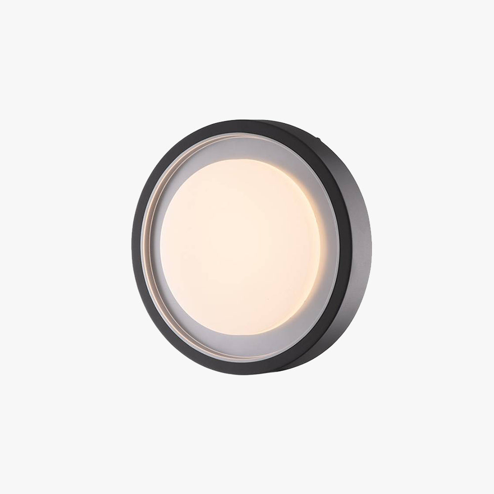 Orr Modern Circular Disc Shape Metal Outdoor Wall Lamp, Black - Lumpaz