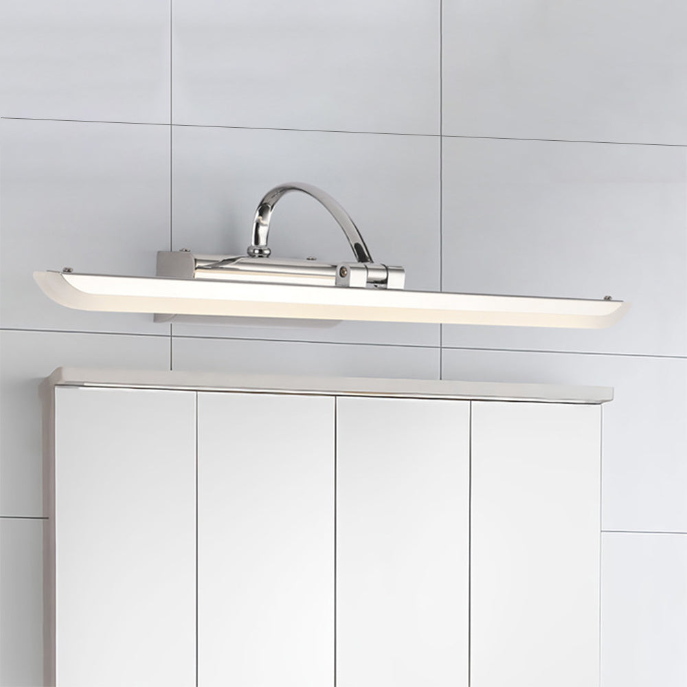 Leigh Modern Arc Metal/Acrylic Wall Lamp, Silver, Front Mirror Vanity - Lumpaz