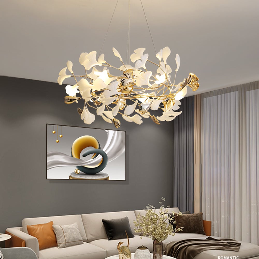 Olivia Modern Petal Shaped Metal Ceramic Chandelier Dining Room - Lumpaz