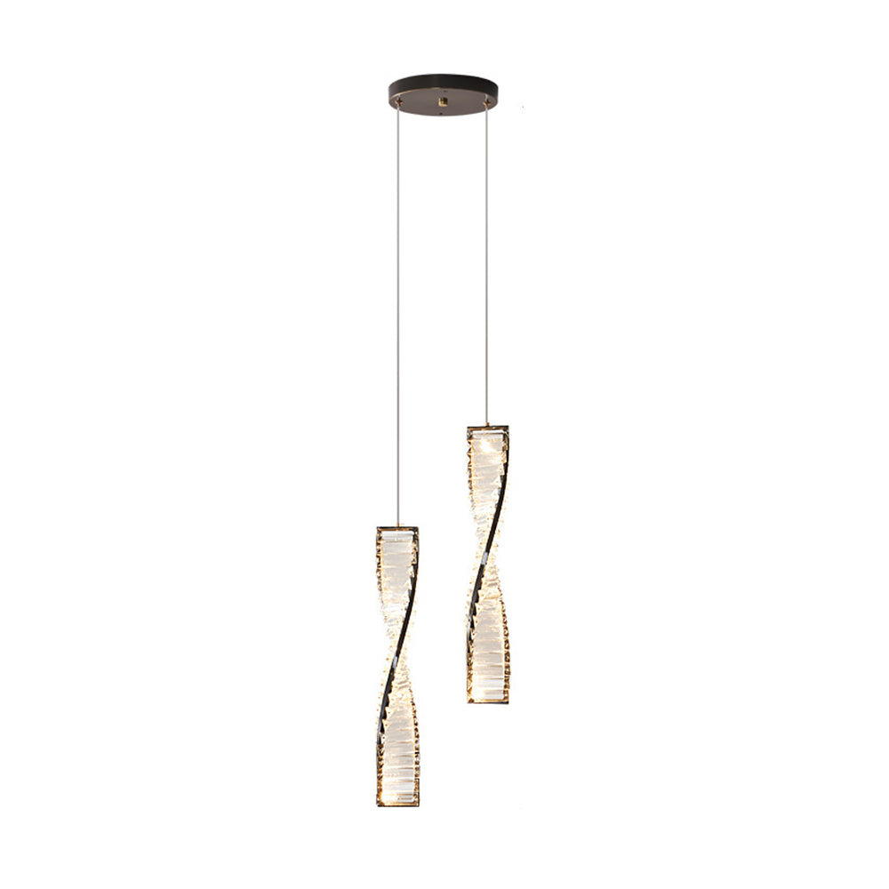 Marilyn Modern Spiral Strip Metal Pendant Light, Black/Gold - Lumpaz