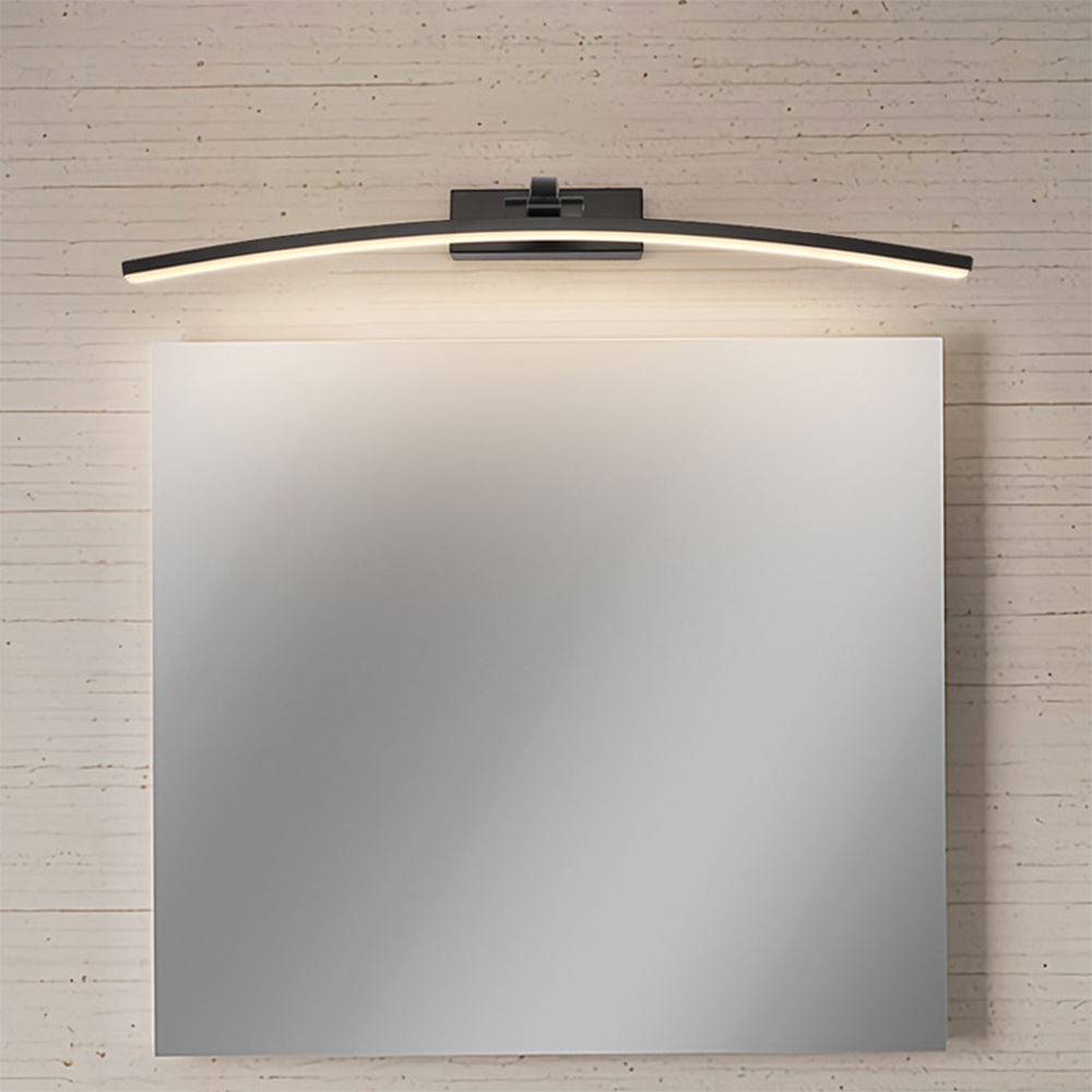 Edge Modern Curved Mirror Front Metal Wall Lamp, Black/White - Lumpaz