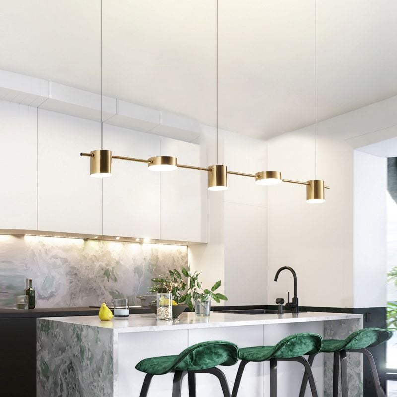 Leigh Metal Simple Linear Pendant Light, Black/Gold, 3/5Heads - Lumpaz
