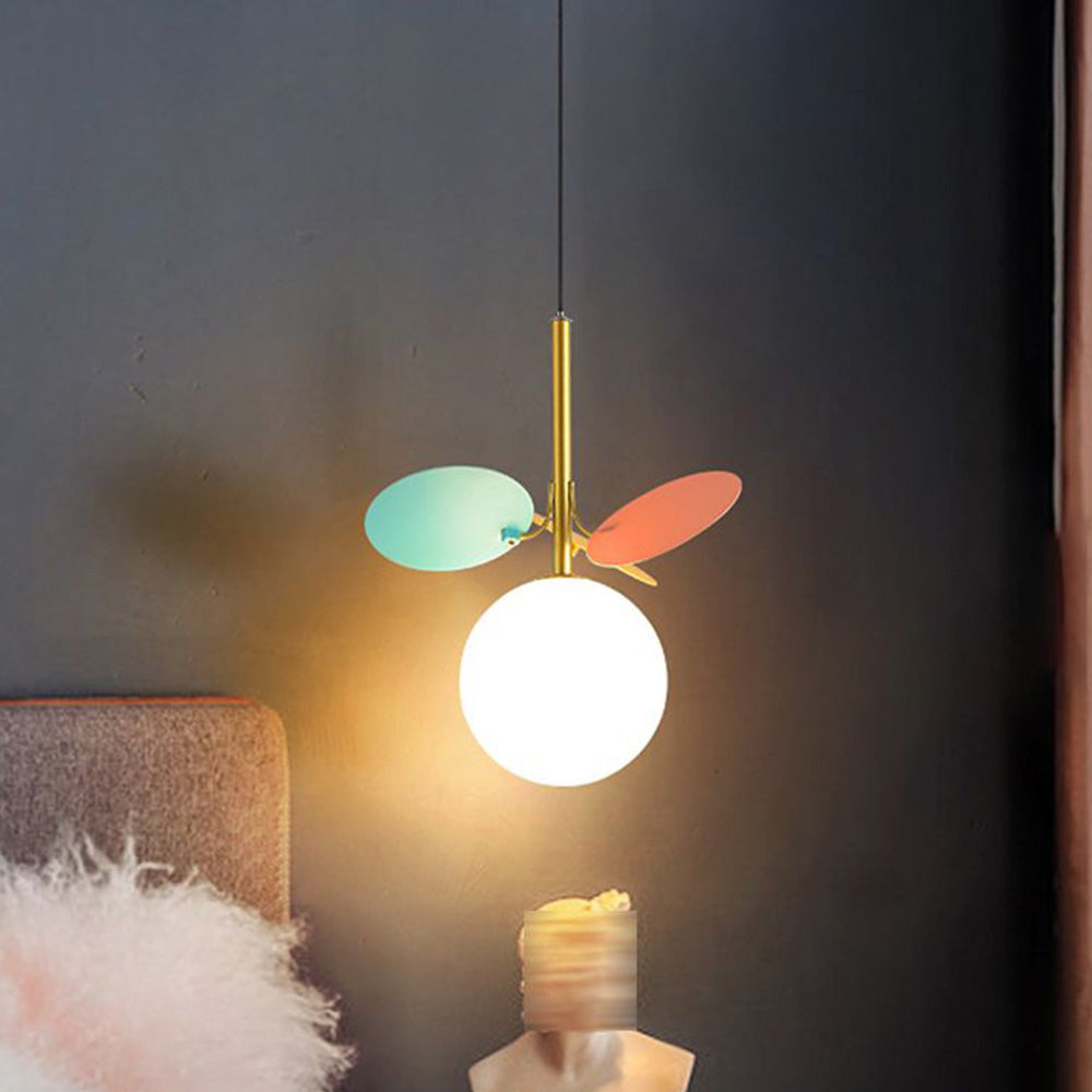 Jevon Art Deco Globe Pendant Light, Multi-Color/White, Metal/Glass - Lumpaz