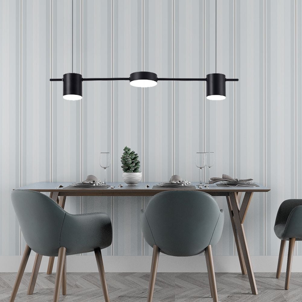 Leigh Metal Simple Linear Pendant Light, Black/Gold, 3/5Heads - Lumpaz