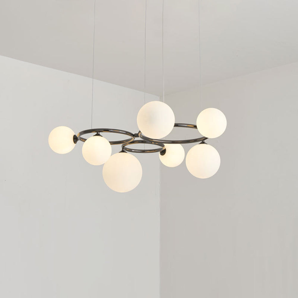 Valentina Modern Designe Wave Metal/Glass Pendant Light, White/Gold - Lumpaz