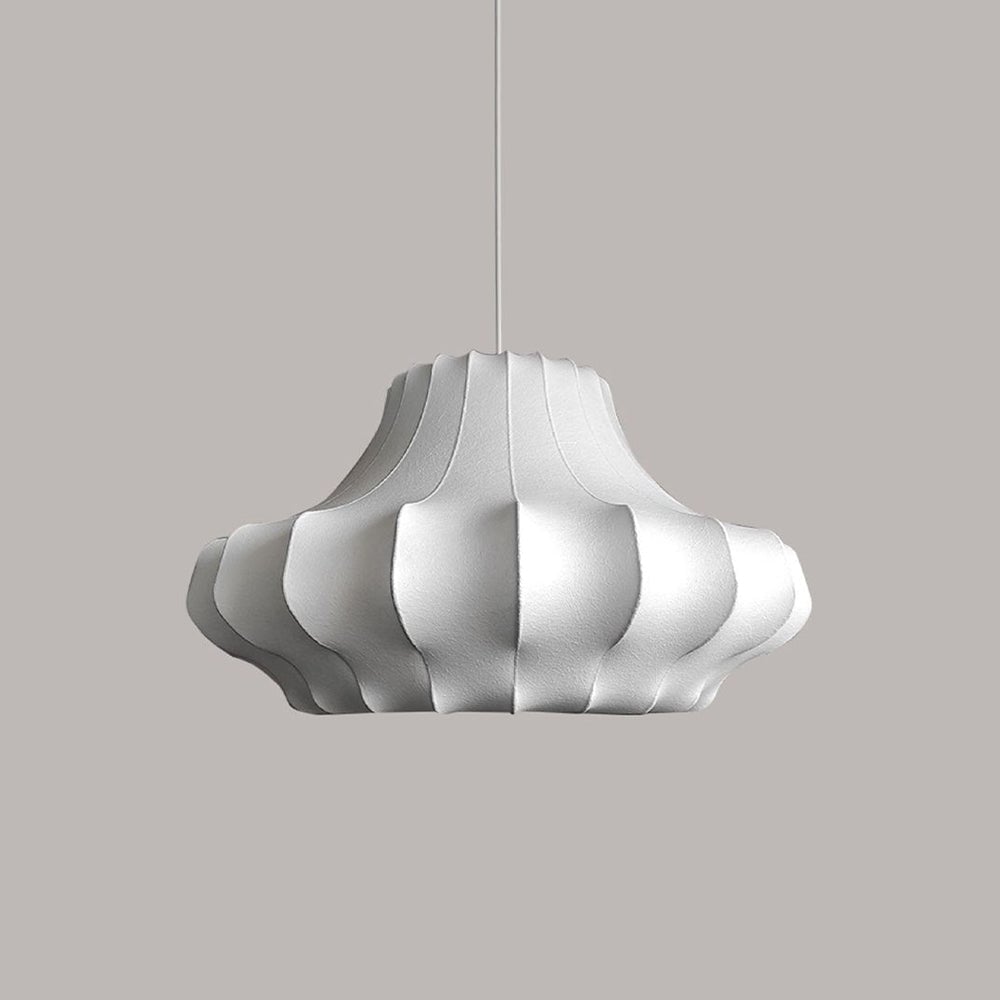 Renée Artificial Fabric Art Deco White Silk Pendant Light - Lumpaz