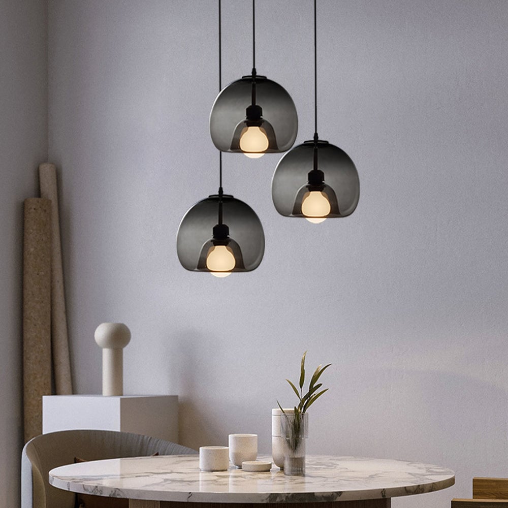 Hailie Modern Globe Glass Pendant Light, Amber/Smoky Gray - Lumpaz