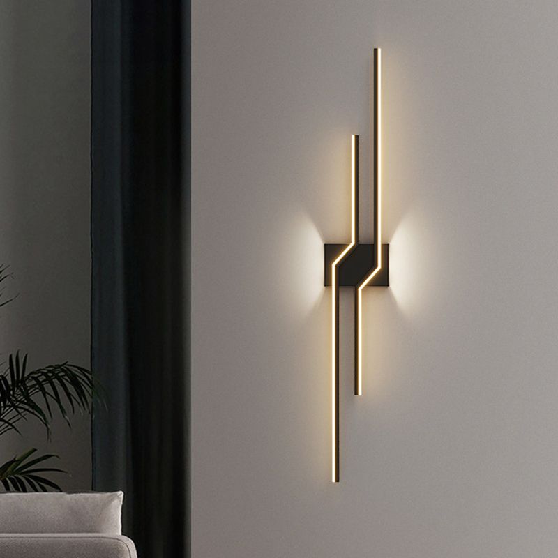 Alana Minimalist Linear Metal Vanity Wall Light, Black/White, Bathroom - Lumpaz