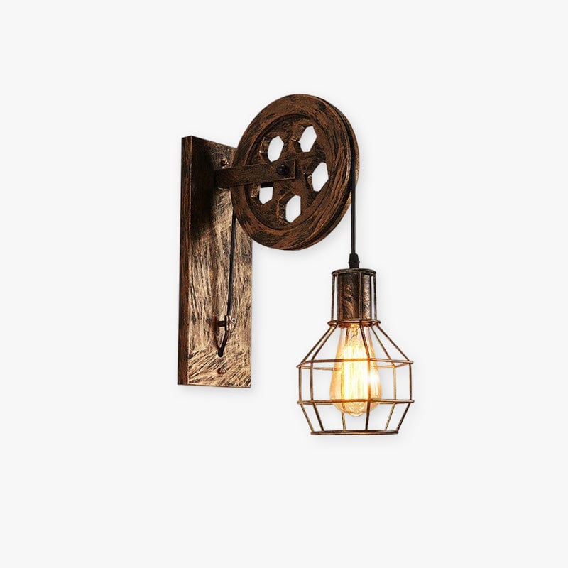 Alessio Wall Lamp Retro, Metal, Rust/Bronze/Black, Bedroom - Lumpaz